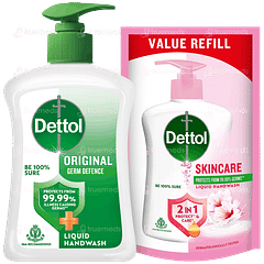 Dettol Original Liquid Handwash 200ml With Skincare Liquid Handwash Refill 175ml