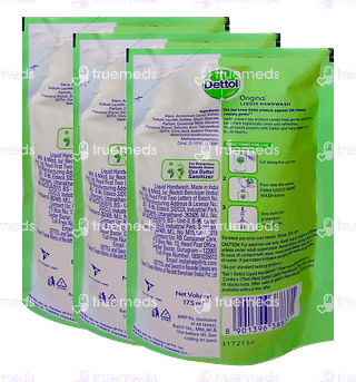 Dettol Original Liquid Handwash Refill 175 ML (2+1 ) Pack Of  3