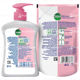 Dettol Skin Care Liquid Handwash 200 ML With 1 Skincare Handwash Refill Free