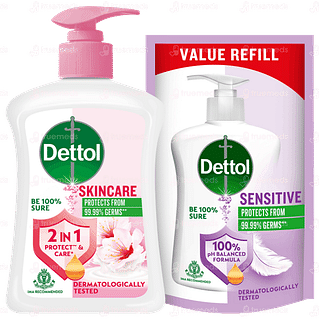 Dettol Skincare Liquid Hand Wash 200ml With Refill 175ml Free