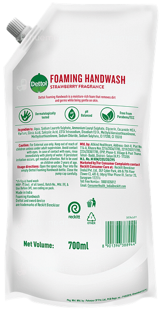 Dettol Strawberry Fragrance Foaming Refill Handwash 700ml