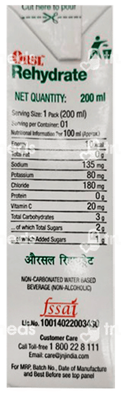 Orsl Rehydrate Orange Electrolyte Drink 200ml