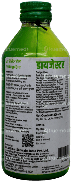 Dr Willmar Schwabe Dizester Herbal Sugar Free Digestive Tonic 200Ml
