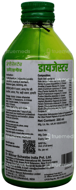 Dr Willmar Schwabe Dizester Herbal Sugar Free Digestive Tonic 200Ml