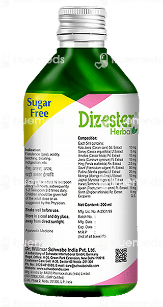 Dr Willmar Schwabe India Dizester Herbal Sugar Free Digestive Tonic 200 ML