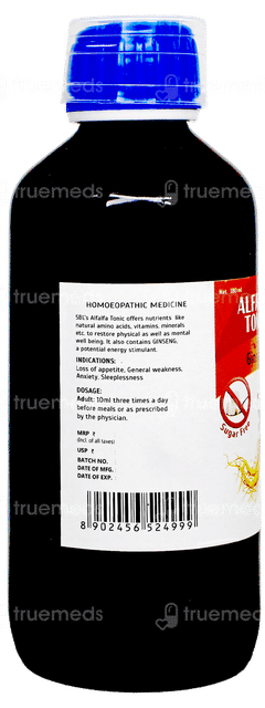 Sbl Alfalfa With Ginseng Sugar Free Tonic 180Ml