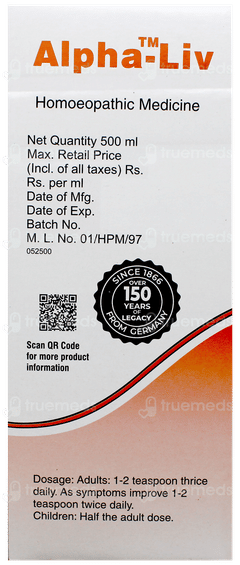 Dr Willmar Schwabe Alpha Liv Liver Tonic 500Ml