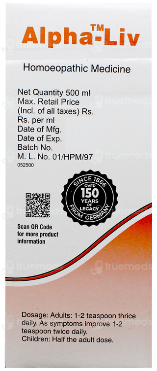 Dr Willmar Schwabe Alpha Liv Liver Tonic 500Ml