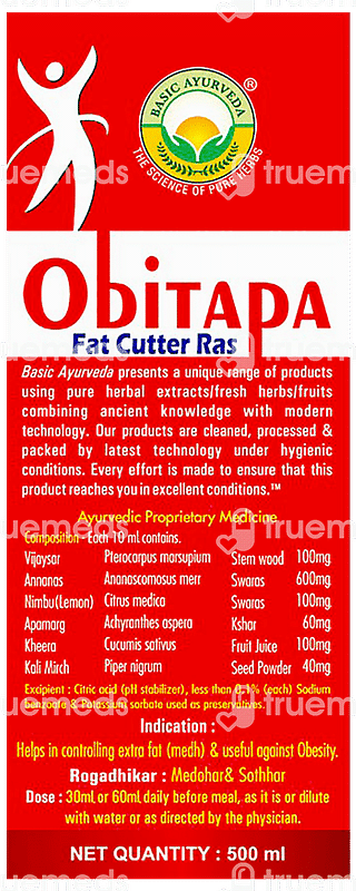 Basic Ayurveda Obitapa Fat Cutter Ras 500 ML