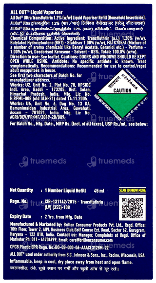 All Out Ultra Liquid Vaporiser Refill 45ml