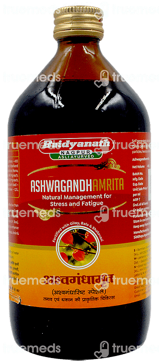 Baidyanath Ashwagandha Amrita Natural Management For Stress & Fatigue Liquid 450 ML