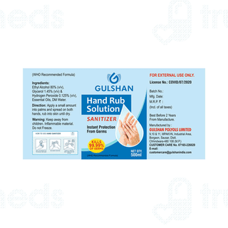 Gulshan Hand Rub Solution Sanitizer 500 ML