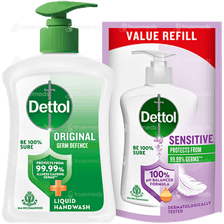 Dettol Original Liquid Handwash 200ml With Sensitive Liquid Refill 175ml Free
