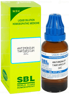 Sbl Antimonium Tartaricum 30c Dilution 30ml