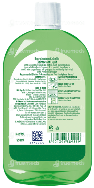 Dettol Lime Fresh Disinfectant Liquid 550ml