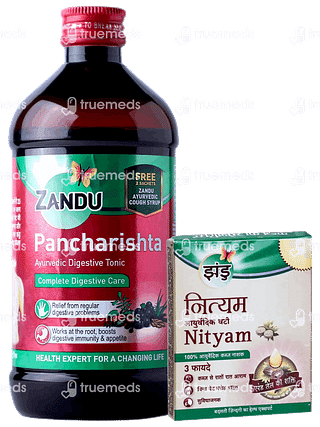 Zandu Pancharishta Digestive Tonic 450 ML With Zandu Nityam Tablet 3 Free