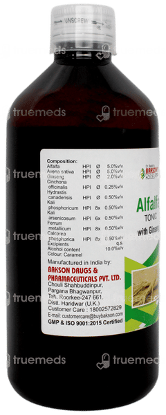 Baksons Alfalfa With Ginseng Tonic 450ml