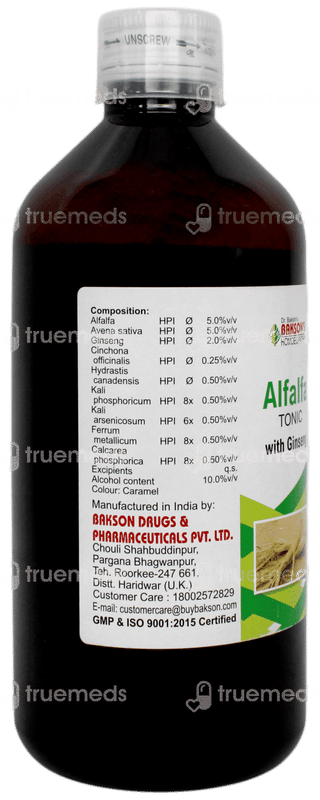 Baksons Alfalfa With Ginseng Tonic 450ml