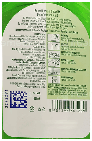 Dettol Multi Purpose Lime Fresh Disinfectant Liquid 250Ml