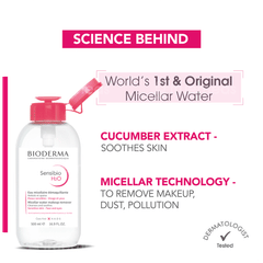 Bioderma Sensibio H2o Micellar Water Makeup Remover Pump Bottle 500ml