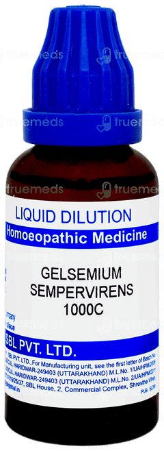 Sbl Gelsemium Sempervirens 1000c Dilution 30ml