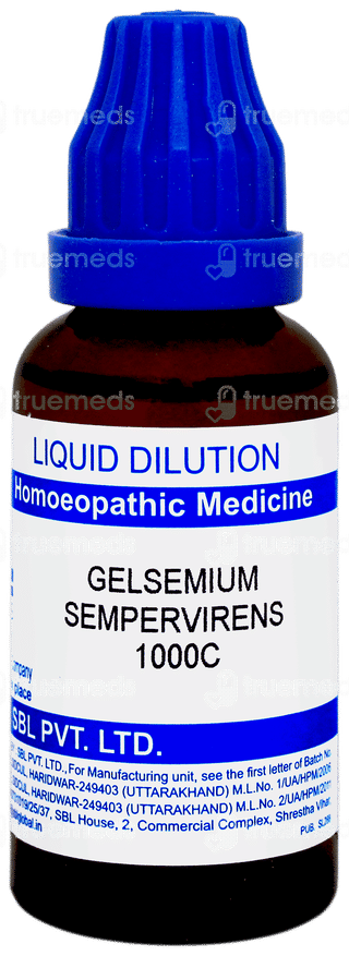 Sbl Gelsemium Sempervirens 1000c Dilution 30ml