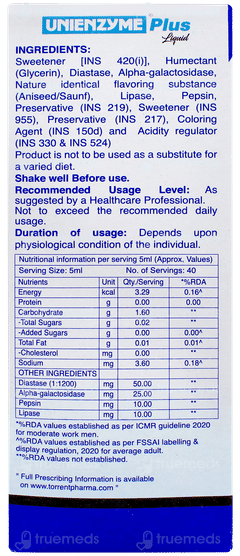 Unienzyme Plus Saunf Flavour Sugar Free Liquid 200ml