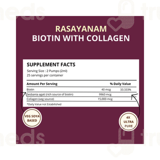 Rasayanam Biotin With Collagen 25000mcg Natural Berry Flavour 50ml