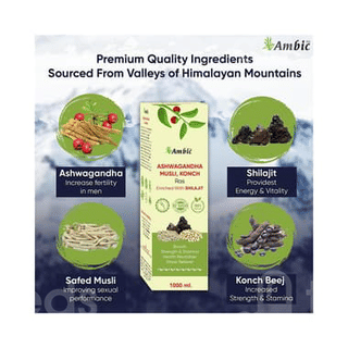 Ambic Ashwagandha Musli Konch Ras Enriched With Shilajit No Sugar 500ml
