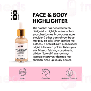 Auli Gold Digger Face & Body Highlighter Shimmer+aloe Vera Gel 30ml