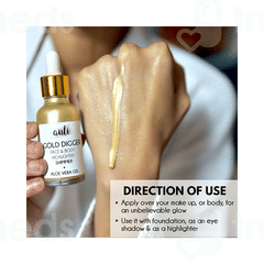 Auli Gold Digger Face & Body Highlighter Shimmer+aloe Vera Gel 30ml