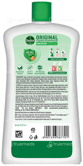 Dettol Original Germ Defence Liquid Handwash 875ml