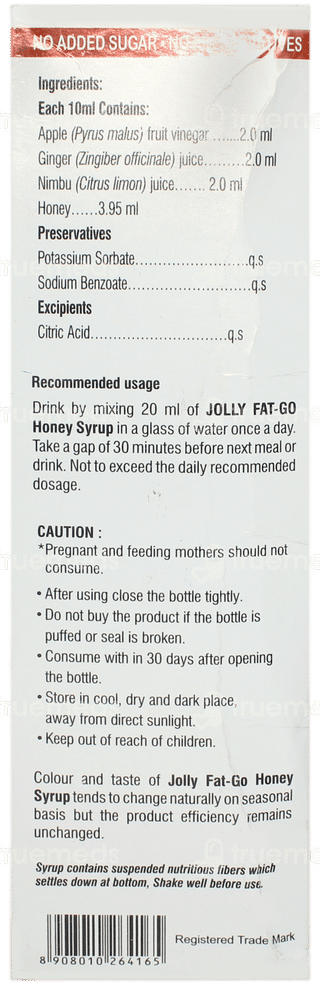 Jolly Fat Go Apple Cider Vinegar 250ml