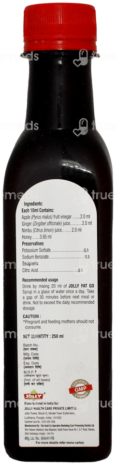 Jolly Fat Go Apple Cider Vinegar 250ml