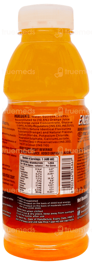 Enerzal Orange Flavour Electrolyte Drink 400ml