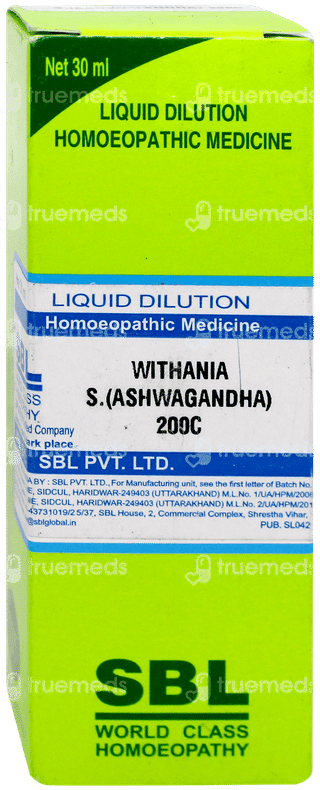 Sbl Withania S Ashwagandha 200c Dilution 30ml