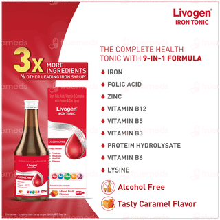 Livogen Alcohol Free Mixed Fruit Flavour Iron Tonic 200Ml