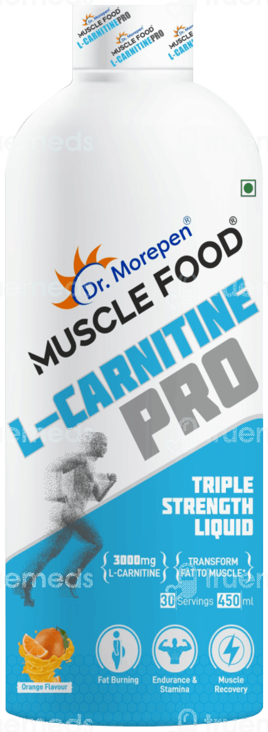 Dr Morepen Muscle Food L Carnitine Pro Orange Flavour Liquid 450ml - Uses,  Side Effects, Dosage, Price