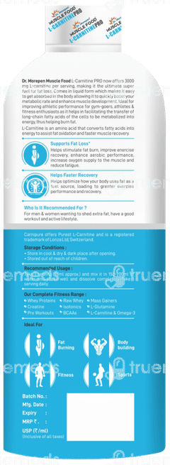 Dr Morepen Muscle Food L Carnitine Pro Orange Flavour Liquid 450ml