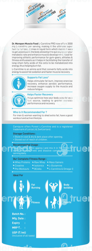 Dr Morepen Muscle Food L Carnitine Pro Orange Flavour Liquid 450ml