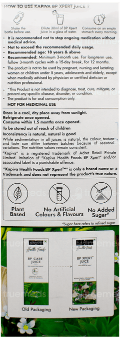 Kapiva Health Foods New & Improved Bp Xpert Juice 1 L