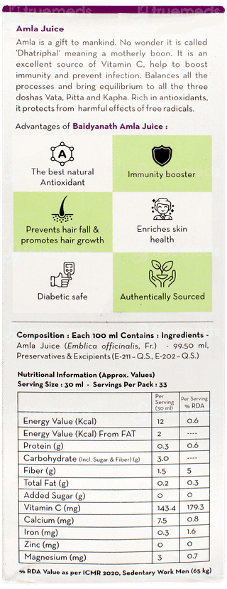 Baidyanath Siddhayu Amla No Added Sugar Juice 1litre