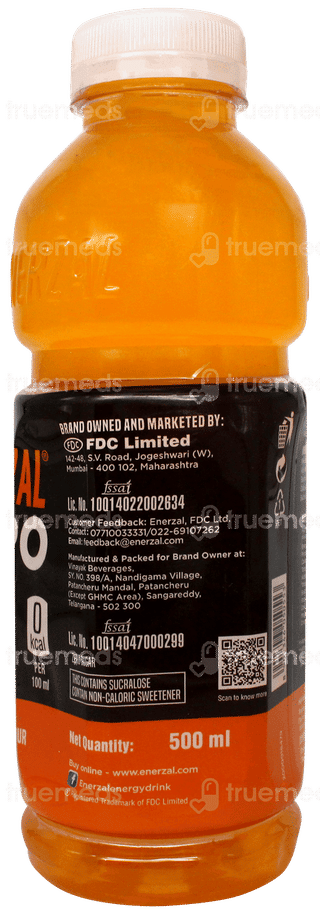 Enerzal Zero Orange Flavour Rehydration Drink 500ml