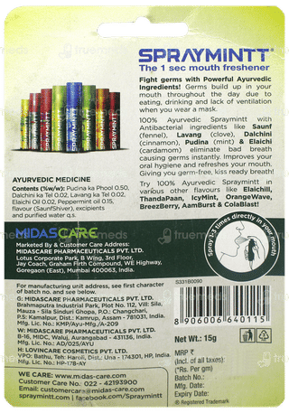 Spraymintt Saunfshiver Sugar Free Mouth Freshener Spray 15Gm