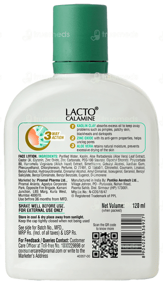 Lacto Calamine With Aloe Vera Lotion 120ml