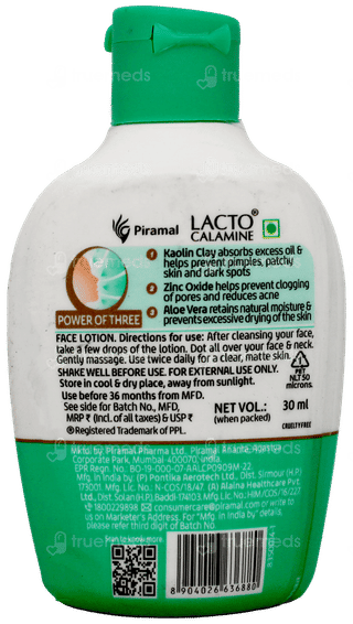 Lacto Calamine Kaolin Clay With Aloe Vera Face Lotion 30Ml