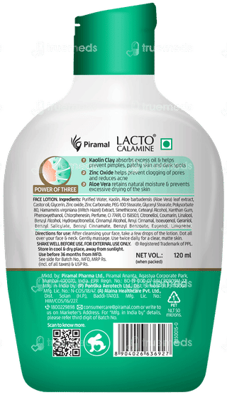 Lacto Calamine Oil Balance With Aloe Vera Lotion 120ml