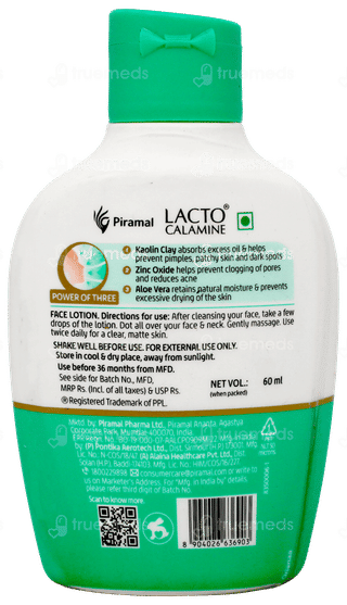 Lacto Calamine Oil Control With Kaolin + Aloe Vera Lotion 60Ml