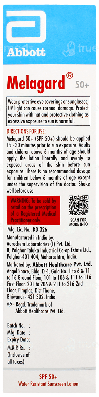 Melagard 50+ Sunscreen Lotion 60ml