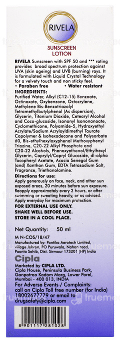 Rivela Spf 50 Sunscreen Lotion 50ml